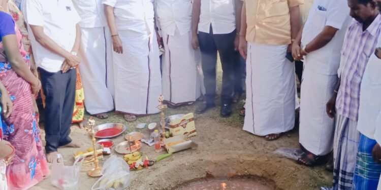 சேத்துப்பட்டு அருகே புதிய தார் சாலை பணிக்கு பூமி பூஜை: எ.வ.வே. கம்பன் பங்கேற்பு