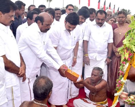 ஓமலூர்-சங்ககிரி-திருச்செங்கோடு-பரமத்தி 4வழி சாலை பணி: அமைச்சர் எ.வ.வேலு துவக்கம்