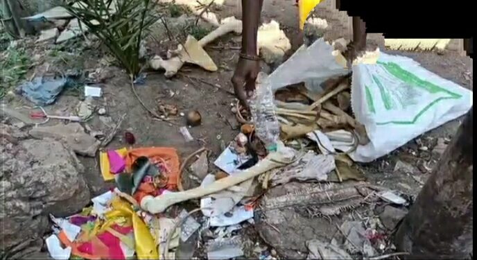 கடலூர் சாலை ஓரத்தில் கிடந்த மனித எலும்புகள் : போலீசார் தீவிர விசாரணை