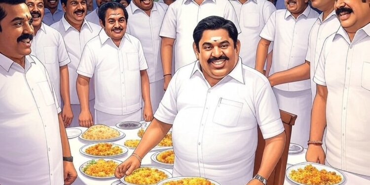 நாடே பெகல்காம் தாக்குதலில் கண்ணீரில் மிதந்து இருக்க அதிமுக எம்.எல்.ஏ.,க்களுக்கு விருந்து