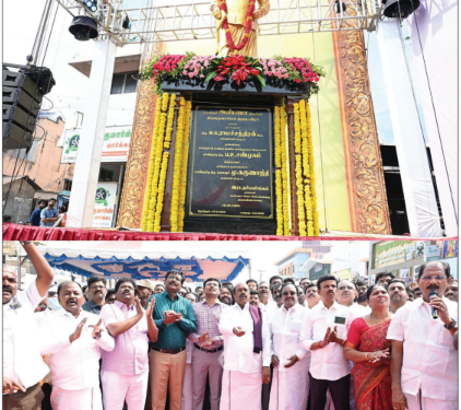 தி.மலையில் புதுப்பிக்கப்பட்ட பேரறிஞர் அண்ணா சிலையை அமைச்சர் எ.வ. வேலு திறந்து வைத்தார்