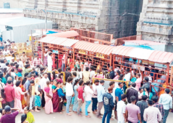 அண்ணாமலையார் கோயிலில் 3 மணி நேரம் காத்திருந்து பக்தர்கள் சாமி தரிசனம்